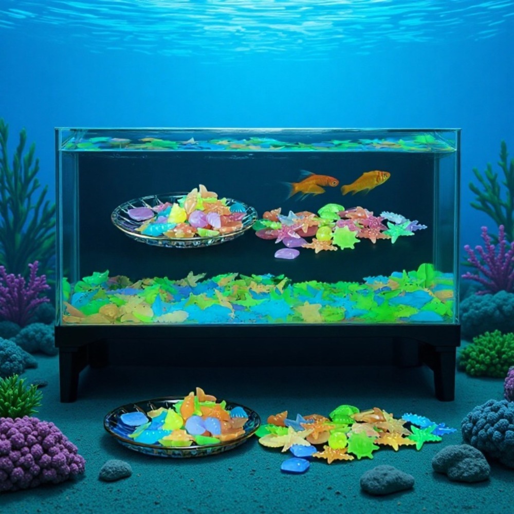 Aquarium Fish Photography - Glowing Luminous Ocean Stones Fluorescent Conch